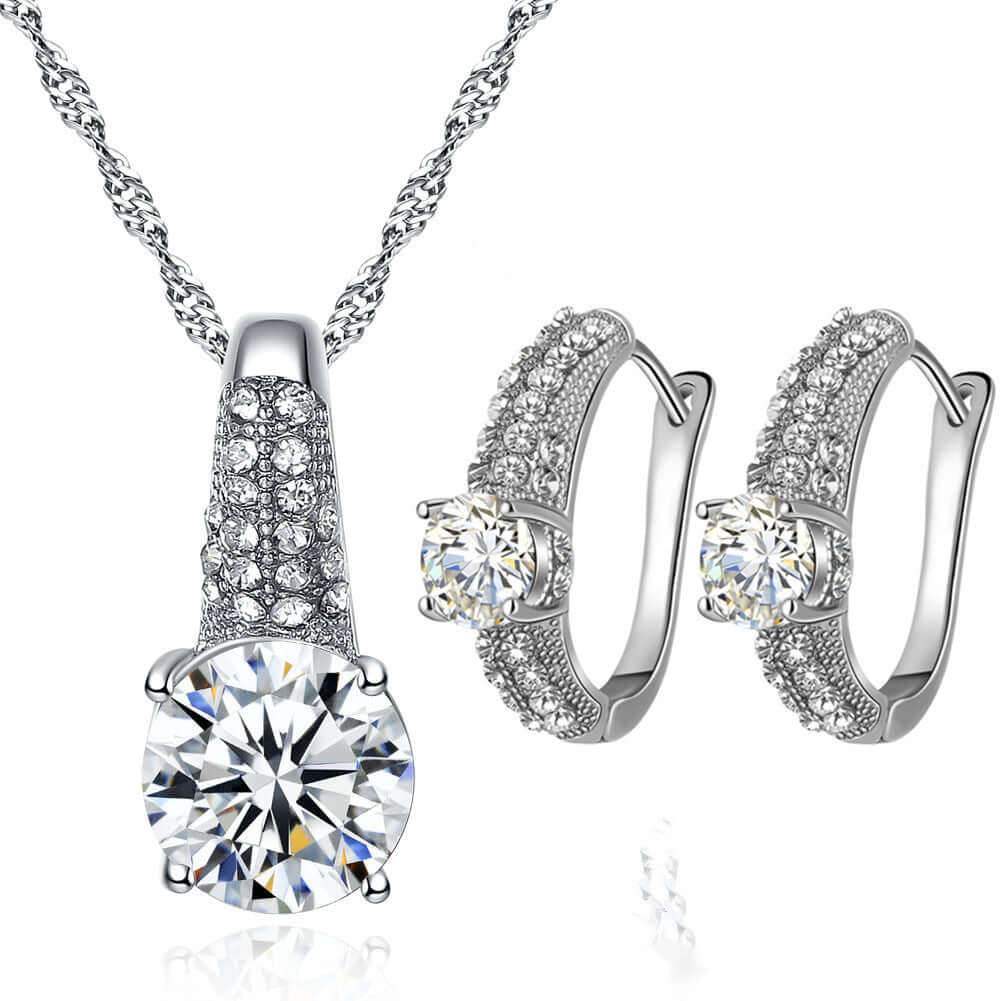 Bridal Necklace Earring Jewelry Set - GlowTrendVibe - - Bridal Necklace Earring Jewelry Set -