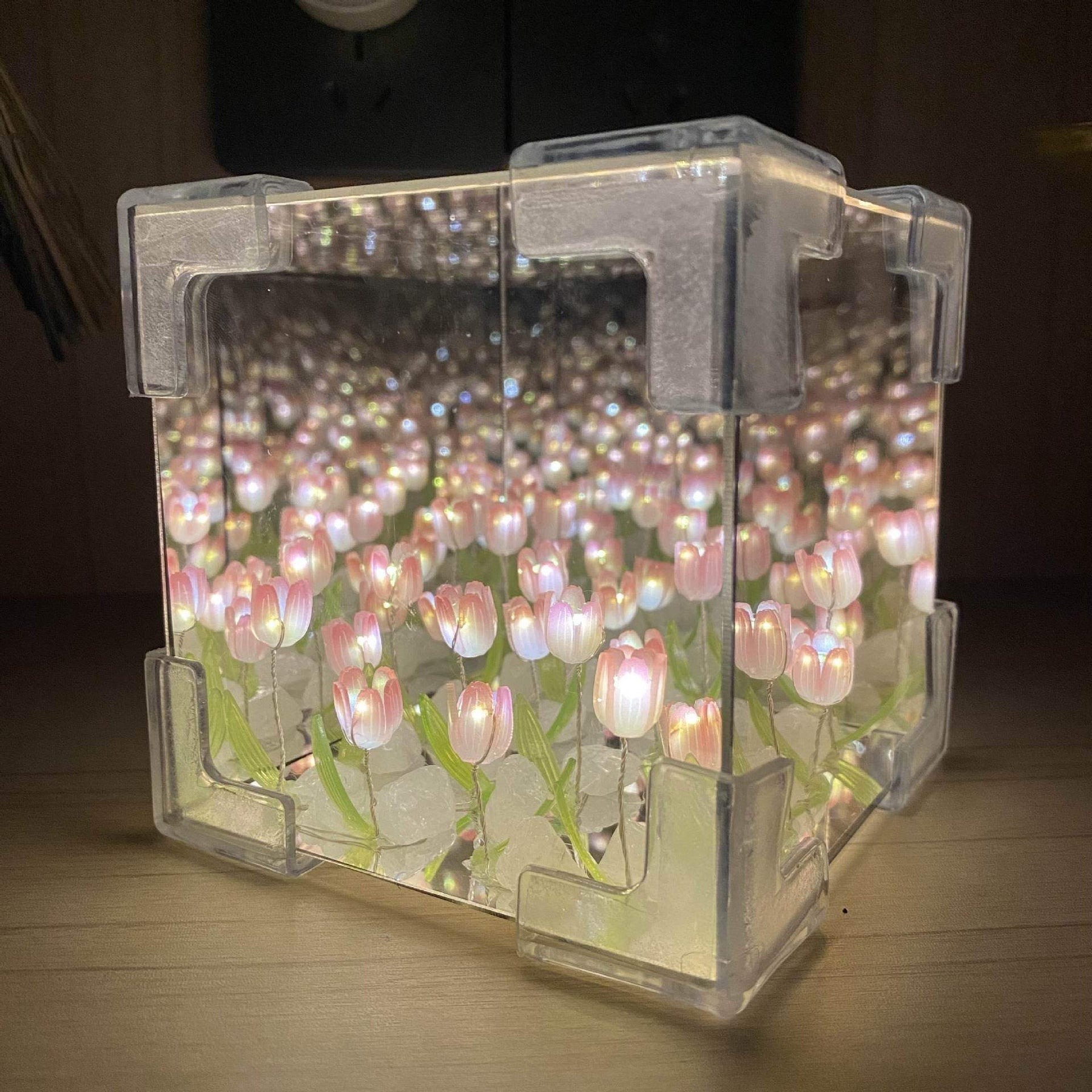 Handmade DIY Tulip Flower Small Night Light Romantic Gift For Girlfriend Mirror Lamp DIY Material Pack Atomsphere Decoration Home Decor - GlowTrendVibe - - Handmade DIY Tulip Flower Small Night Light Romantic Gift For Girlfriend Mirror Lamp DIY Material Pack Atomsphere Decoration Home Decor -