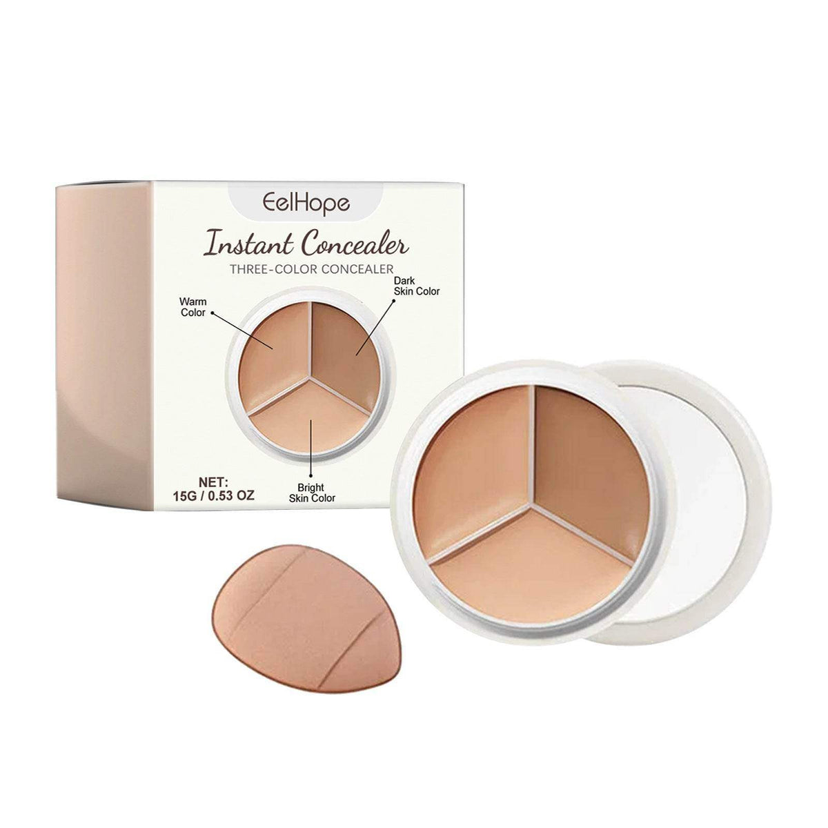 Eelhope Three-Color Concealer, Natural Cover Dark Black Rim Of The Eye Spots Blain To Imprint Carry Bright Color Of Skin Concealer - GlowTrendVibe - - Eelhope Three-Color Concealer, Natural Cover Dark Black Rim Of The Eye Spots Blain To Imprint Carry Bright Color Of Skin Concealer - 