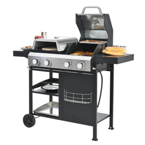 multifunctional gas barbecue grill and covered grill combination for outdoor cooking - barbecue, barbecue, pizza. - StylishShop